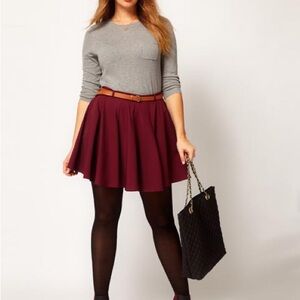 ASOS Curve Wine Burgundy Skater Skirt US 20 - Plus Size Skirt
